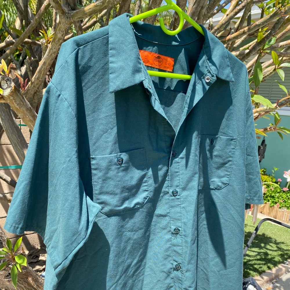 Red Kap short sleeve work shirt XXL green rockabilly punk